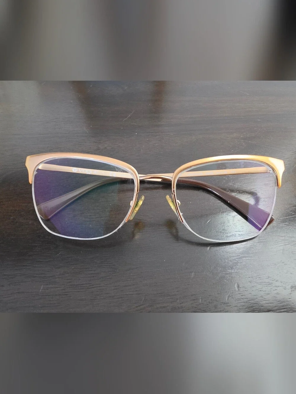 VOGUE Women's Semi-Rim Cat-Eye Eyeglasses in Rose Gold